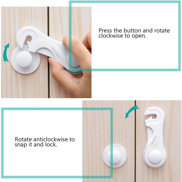 Cabinet Locks - Adoric Child Safety Locks 4 Pack - Baby Safety Cabinet Locks - Baby Proofing Cabinet Kitchen System with Strong Adhesive Tape - Image 5