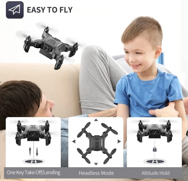 4DRC V2 Mini Drone with Camera for Kids Adults,720P HD FPV Live Video drone for Beginners,RC Foldable Quadcopter,App Control,3D Flips and Headless Mode,One Key Return,Altitude Hold,3 Batteries - Image 6