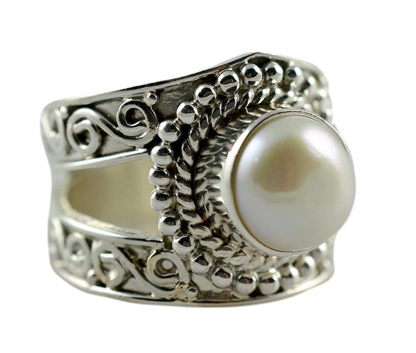 Freshwater Pearl Silver Ring, Pearl Ring, 925 Solid Sterling Silver Ring, Pearl Jewelry, Pearl Ring for Women, Handmade Ring Size 3-14 US - Image 3