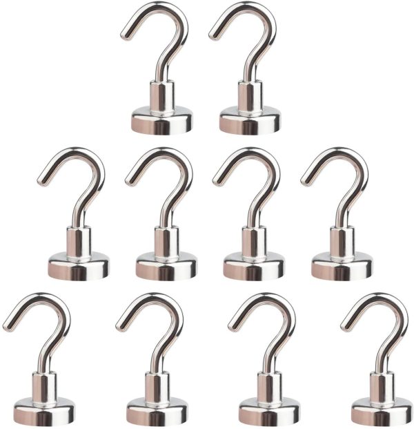 Magnetic Hooks 10 Pack 8KG (18LBS) Super Magnets Hook with Neodymium Rare Earth for Cruise Ship Accessories Hanging Door Holder Keys Home Office Refrigerators BBQ?? - Image 2