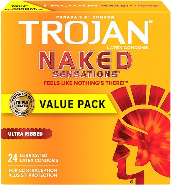 TROJAN Naked Sensations Ultra Ribbed Lubricated Latex Condoms, 24 Count - Image 4