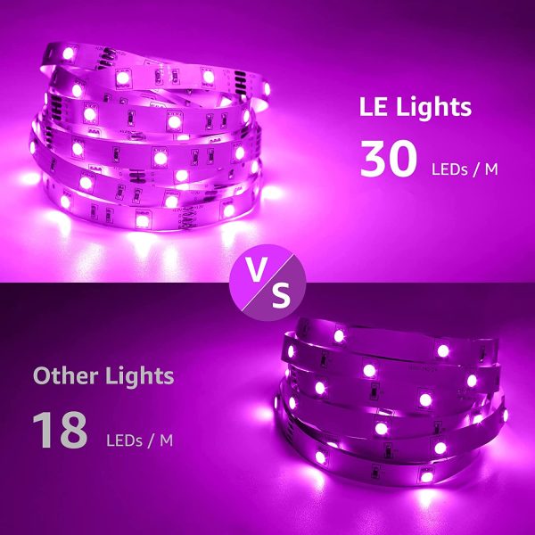 LE LED Strip Lights Kit, 16.4ft RGB LED Light Strips, Color Changing Light Strip with Remote Control, 12V Power Supply for Kitchen, Bedroom, and More, Non Waterproof - Image 6