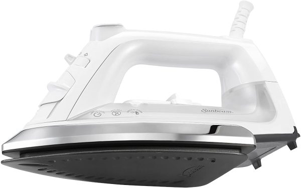 Sunbeam Classic 1200 Watt Mid-Size Anti-Drip Non-Stick Soleplate Iron with Shot of Steam/Vertical Shot Feature and 8' 360-degree Swivel Cord, White/Clear, GCSBCL-317-000 - Image 7