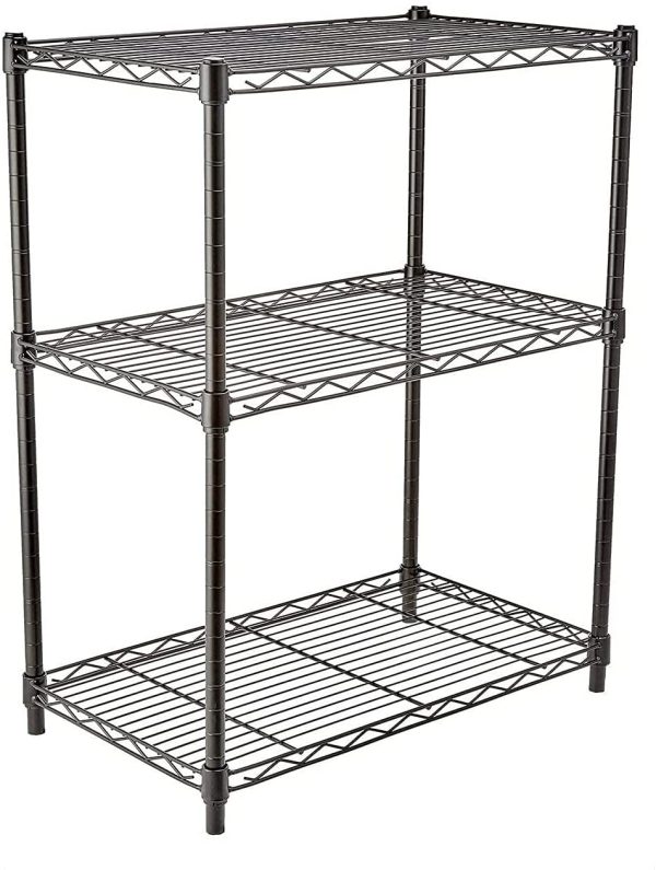 Amazon Basics 3-Shelf Shelving Storage Unit, Metal Organizer Wire Rack, Black - Image 4