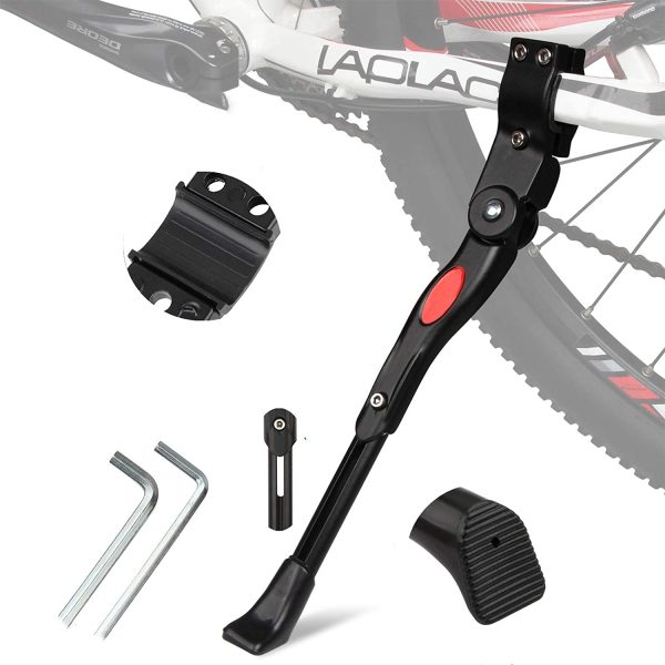 Bike Kickstand Adjustable Aluminum Alloy Bicycle Side Stand Bicycle Kickstand with Hexagon Wrench Fit for 22" 24" 26" 27.5" 28" Mountain Bike/700 Road Bike/BMX/MTB Bike