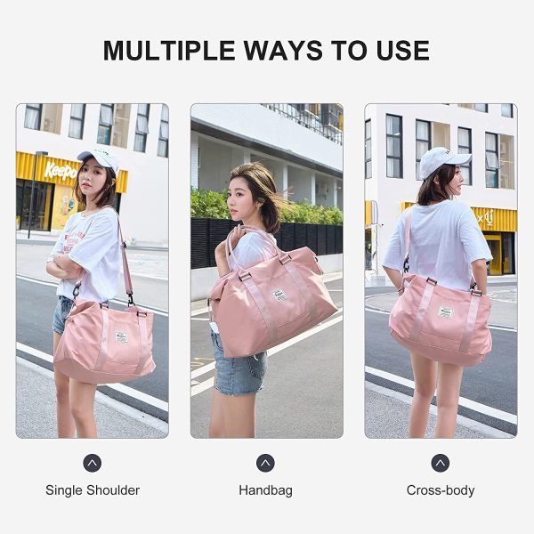 Sport Travel Duffle Bag Large Gym Tote Bag for Women, Weekender Bag Carry on Bag for Airplane, Ladies Beach Bag Overnight Bag Waterproof Bag Luggage Bag with Wet Bag - Image 2