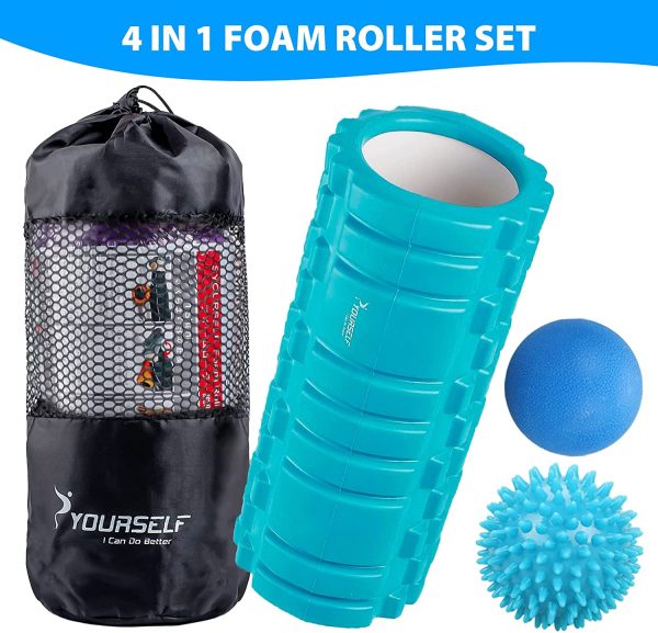 SYOURSELF Foam Roller With Massage Ball -13" x 5.5" for Muscle Massage Eco-friendly EVA, Trigger Point-Deep Tissue, Myofascial Release, Physical Therapy for Pain Relief, Exercise, Yoga, Pilates+Instructions, Carry Bag - Image 3