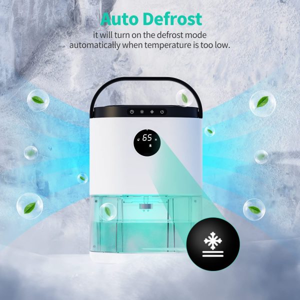 Dehumidifier, 78oz Quiet Dehumidifier with Auto Defrost & Timer for Home 500 sq.ft, Safe & Small Dehumidifiers with 3 Modes LED Display and 7-color Lights for Bedroom Basements Closets Bathroom RV - Image 4