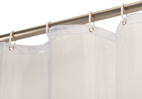 AmazonBasics Heavyweight  Shower Curtain Liner with Hooks - 72 x 72 Inches, Clear - Image 2