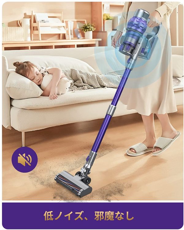 Cordless Vacuum Cleaner,26Kpa Powerful Suction Stick Vacuum,Lightweight Handheld Vacuum for Hard Floor Carpet Pet Hair,30Min Running,Rechargeable Battery,Purple(Elite 1) - Image 8