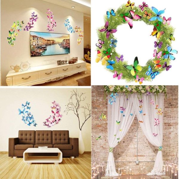 Momiji 60 x PCS 3D Colorful Butterfly Wall Stickers DIY Art Decor Crafts for Nursery Room Classroom Offices Kids Bedroom - Image 5