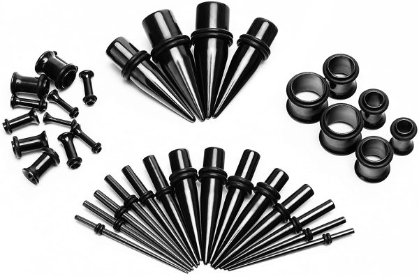 D.Bella 14G-00G 36 pcs Ear Gauges Stretching Kit Tapers Plugs Eyelets Implant Grade Steel - Image 5