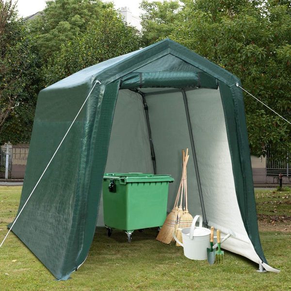 Tangkula Outdoor Carport Patio Storage Shelter, Heavy Duty Enclosed Carport Shed w/All-Steel Metal Frame and Waterproof Ripstop Cover, Outdoor Garage Tent with Sidewalls (7 Ft x 12 Ft) - Image 7