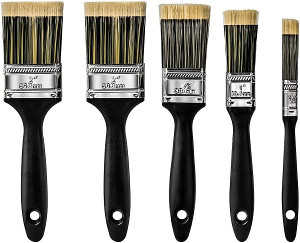 5PCS Paint Brushes for Wall & Ceilings with Nice Bristle Paintbrush Heads, Stain Brushes for Woodwork, Fence, Sash, Professional House Brush Set for Architects - Image 4