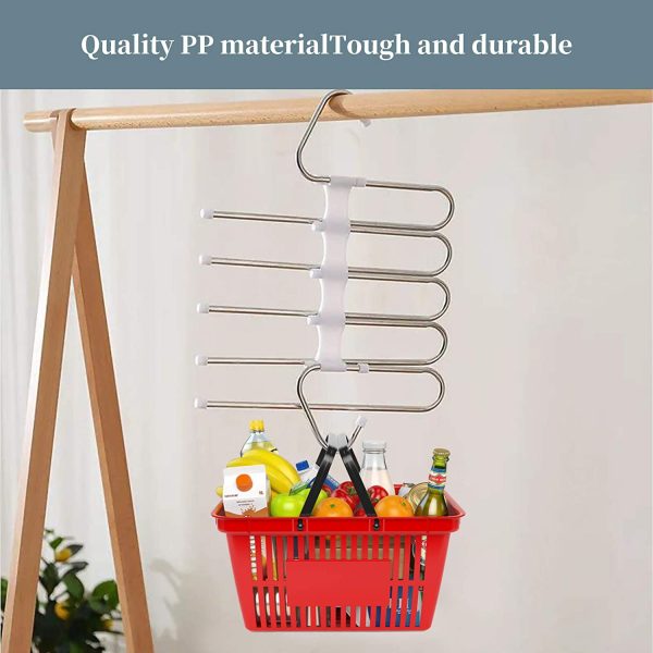 Pants Hanger 5 Layers Foldable Stainless Steel Hangers ,Space Saving Pants Hangers Closet Storage Organizer for Jeans Trousers Pants Skirts Scarf (2 Pack) - Image 4