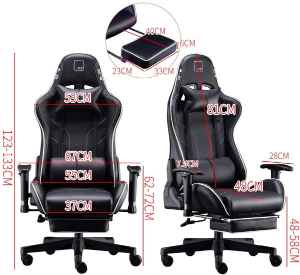 Gaming Chair Racing Office Chair High Back Computer Desk Chair PU Leather Chair Executive and Ergonomic Swivel Chair with Headrest and Lumbar Support (Black) - Image 3