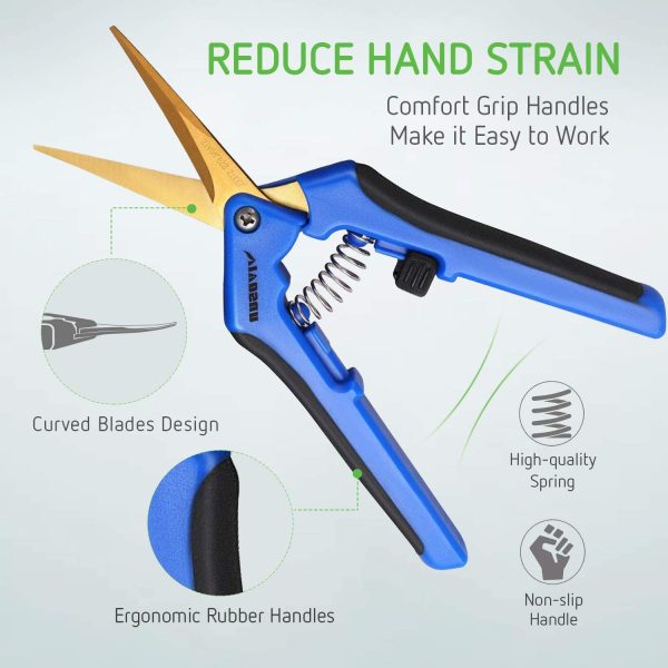 VIVOSUN Gardening Hand Pruner Pruning Shear with Curved Stainless Steel Blades Blue - Image 2