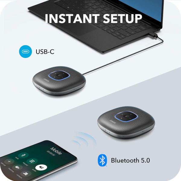 PowerConf Bluetooth Speakerphone, 6 Mics, Enhanced Voice Pickup, 24H Call Time, Bluetooth 5, USB C, Zoom Certified Bluetooth Conference Speaker, Compatible with Leading Platforms For Home Office - Image 5