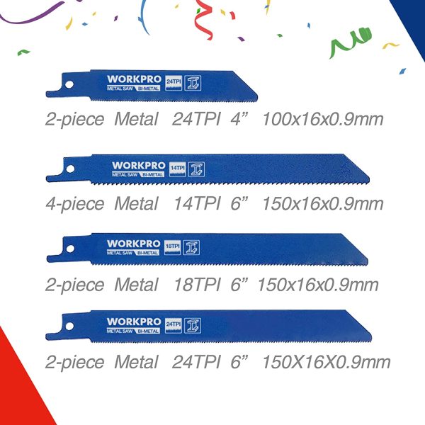 WORKPRO 32-piece Reciprocating Saw Blade Set - Metal/Woodcutting Saw Blades, Pruner Saw Blades with Organizer Pouch - Image 6