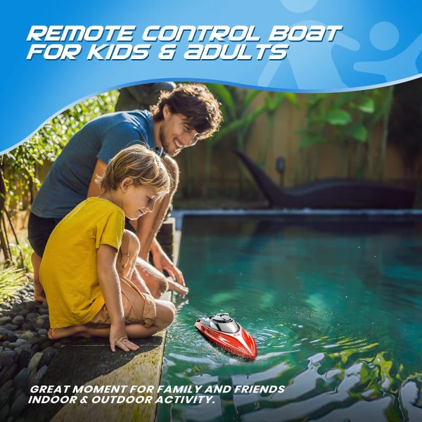 DEERC H120 RC Boat Remote Control Boats for Pools and Lakes,20+ mph 2.4 GHz Fast Racing Boats for Kids and Adults with 2 Rechargeable Battery,Low Battery Alarm,Capsize Recovery,Gifts for Boys Girls - Image 6