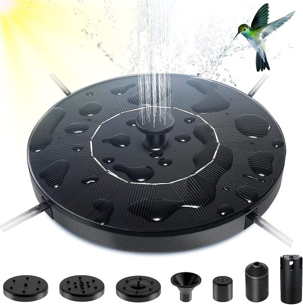 UniForU Solar Fountain, 1.4 W Solar Water Fountain Pump with 6 Nozzles und 4 Anti-collision Pole, Floating Solar Powered Bird Bath Fountain For Birdbaths, Pond,Garden, Pool, Fish Tank, Aquarium, Outdoor,Black - Image 5