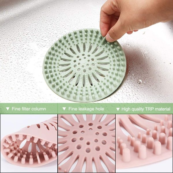 Hair Catcher Durable Silicone Hair Stopper Shower Drain Covers Easy to Install and Clean Suit for Bathroom Bathtub and Kitchen 5 Pack - Image 3