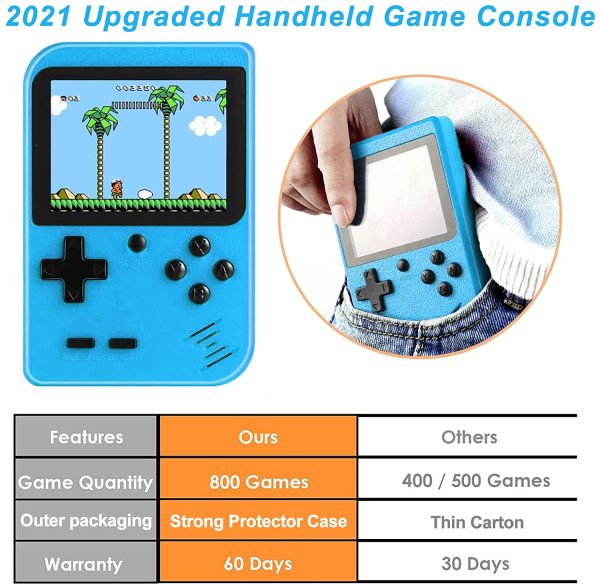 Retro Handheld Game Console with Protector Case 800 Free Classical FC Games 3.0 Inch Color Screen Handheld Gameboy Support for Connecting TV & Two Players Portable Video Game Gifts for Adults & Kids - Image 2