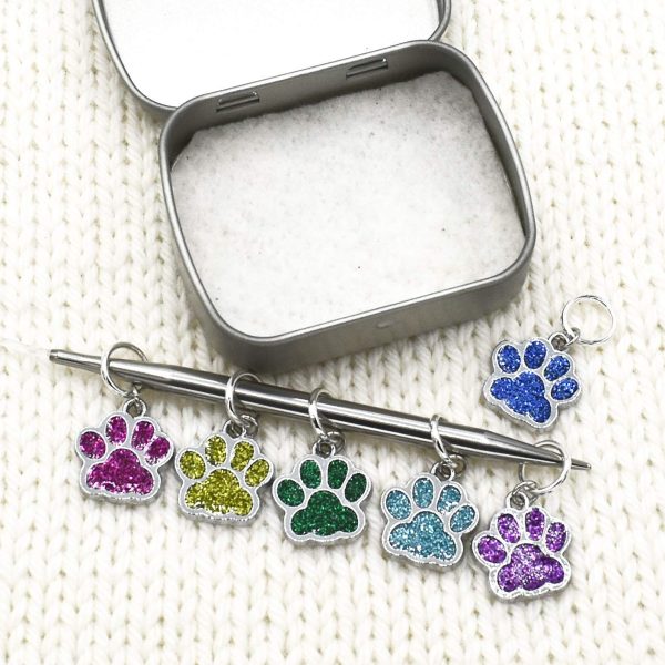 Cute Dog Cat Paw Metal Charms Knitting Stitch Markers With Case, Made in Canada by Pretty Warm Designs - Image 2