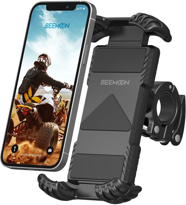 Beemoon Bike Phone Mount - Universal Motorcycle Phone Holder for Handlebars, Anti Shake Bike Cell Phone Holder for iPhone 12 11 Pro Max 9 8 S Samsung S20 S10 Oneplus All 4.7" - 6.8" Devices, Black - Image 5