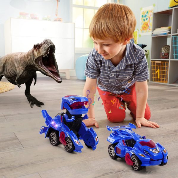 Refasy Robot Cars for Boys 3+ Year Old,Automatic Transforming Car Dinosaur Toys Deformation Car Ideal Xmas Birthdays Gifts for Kids Age 5-7 Transforming Robot Vehicle Car Boys Toys Blue - Image 5