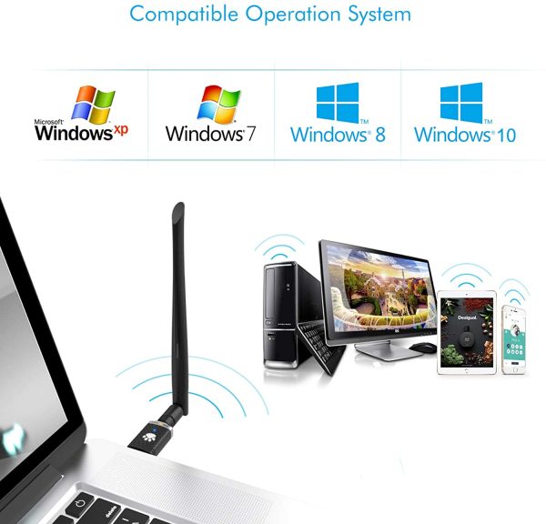 WiFi Adapter for PC Gaming 1300Mbps, USB 3.0 Wireless Adapter Dual Band 5GHz 802.11AC Wifi Dongle 5dBi Antenna Support Desktop Laptop Windows XP/Vista/7/8/10/11 Mac 10.6-10.15 - Image 4