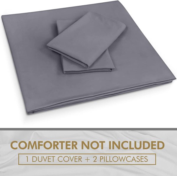 3-Piece Duvet Cover Set ?C 1 Duvet Cover with 2 Pillow Shams - Comforter Cover with Zipper Closure - Soft Brushed Microfiber Fabric - Shrinkage and Fade Resistant - Easy Care (King, Grey) - Image 2