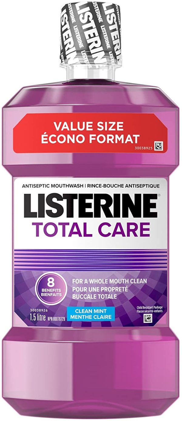 Listerine Total Care Antiseptic Mouthwash for Gingivitis and Teeth Plaque - Contains Thymol, Menthol, and Eucalyptol as essential oils - 1.5L - Image 2