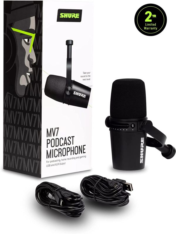 MV7 USB Podcast Microphone for Podcasting, Recording, Live Streaming & Gaming, Built-in Headphone Output, All Metal USB/XLR Dynamic Mic, Voice-Isolating Technology, TeamSpeak Certified - Black - Image 9