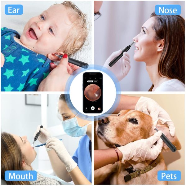 VITCOCO Ear Wax Removal, 1926P FHD Wireless Otoscope Earwax Removal Tool, WiFi Ear Endoscope with LED Lights, 3mm Mini Visual Ear Inspection Camera Silicone Ear Pick for Adults Kids Pets (Light Black) - Image 7