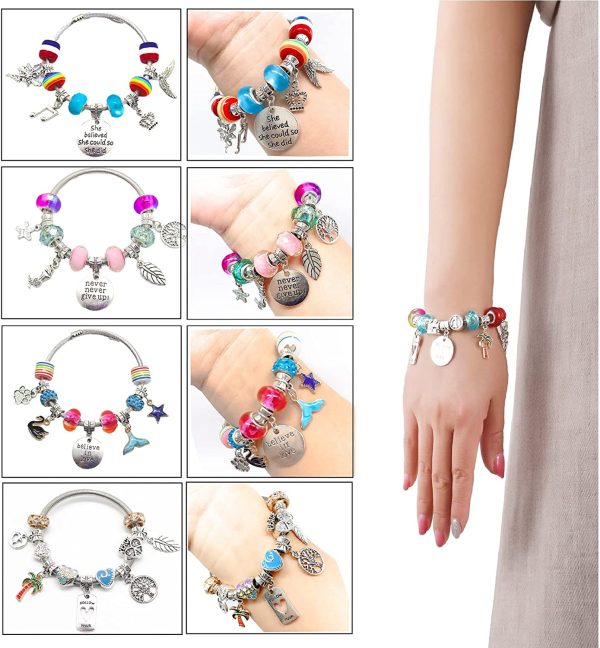 Charm Bracelet Making Kit,Jewellery Making Supplies Beads,Unicorn/Mermaid Crafts Gifts Set for Girls Teens Age 8-12