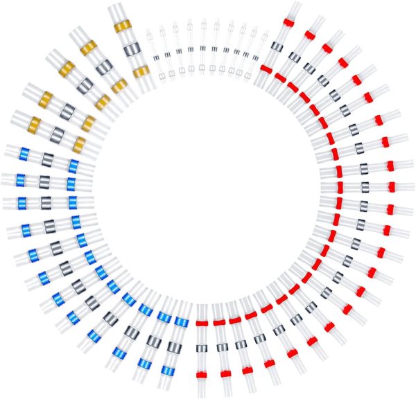 50PCS Solder Seal Wire Connectors, Heat Shrink Butt Connector Solder Sleeve Waterproof Insulated Electrical Butt Splice Wire Terminals for Marine Automotive Boat Truck Wire Joint