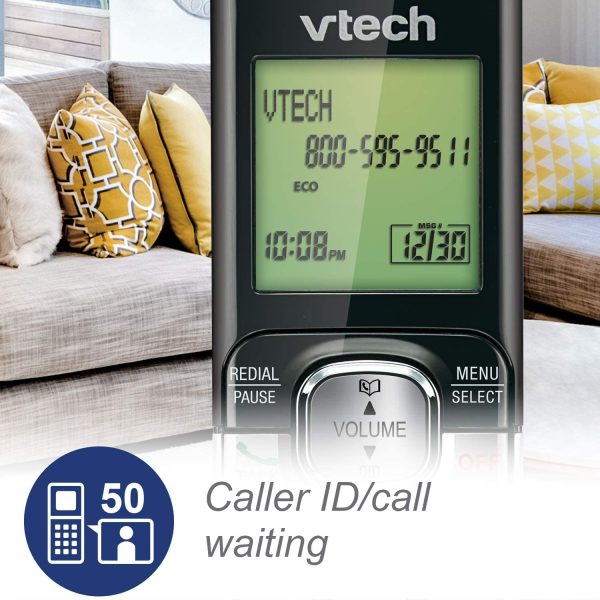 CS6529-2 DECT 6.0 Phone Answering System with Caller ID/Call Waiting, 2 Cordless Handsets, Silver/Black - Image 9