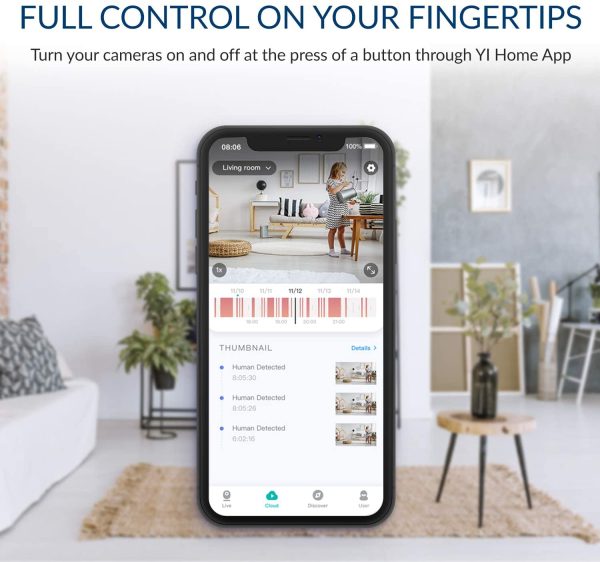 YI Indoor Wireless WiFi Security IP Camera Dome Guard, Smart Nanny Pet Dog Cat Cam Baby Monitor with Night Vision, 2-Way Audio, Motion Detection, 360-degree, Phone App, Works with Alexa and Google - Image 2
