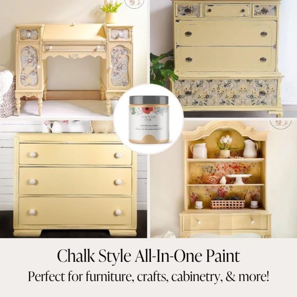 '- Chalk Style All-in-One Paint for Furniture, Home Decor, Cabinets, Crafts, Eco-Friendly, Minimal Surface Prep, Multi-Surface Matte Paint - Bee's Knees [Soft Yellow] - (4 oz) - Image 4