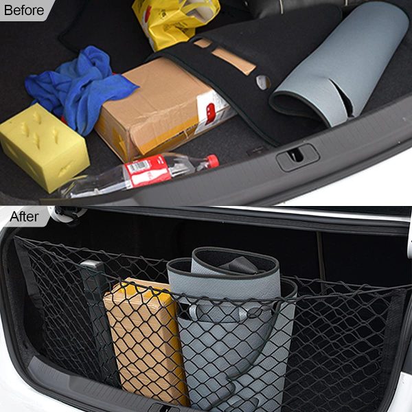 Car Rear Cargo Net, Adjustable Elastic Storage Organizer Net, Trunk Cargo Storage Net, Universal Fit for Car, Vehicle, SUV (35.4"x15.8") - Image 6