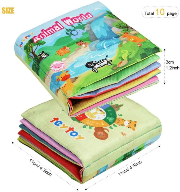 Baby's First Soft Cloth Book, TEYTOY Cloth Books for Babies Fabric Cloth Books Early Education Toys Activity Crinkle Cloth Book for Toddler, Infants and Kids Perfect for Baby Shower -Pack of 6