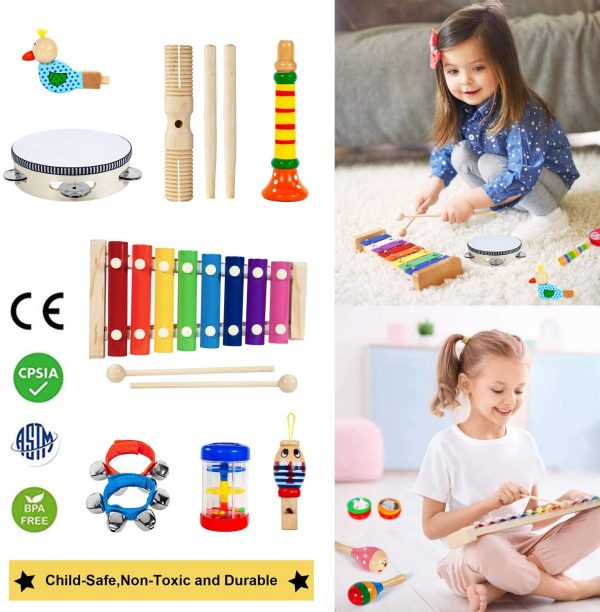 Toddler Musical Instruments, 32PCS 19 Types Wooden Percussion Instruments Toys for Baby Kids - Image 2