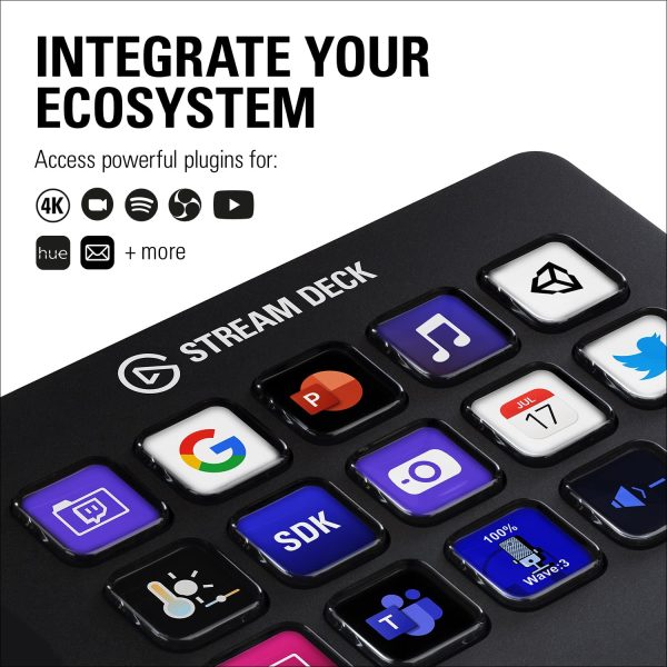 Stream Deck - Tactile Control Interface, 15 Customizable LCD Keys, Trigger Actions in apps, OBS, Twitch, YouTube and More, Detachable USB-C, Windows 10, macOS 10.13 or Later Black 10GBA9901 - Image 3