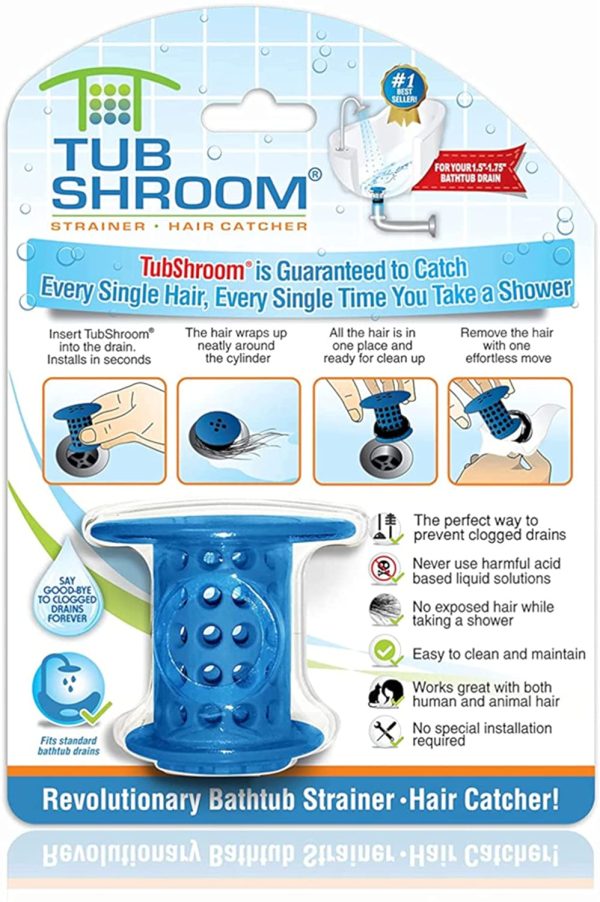 TubShroom TSBLU454 The Revolutionary Tub Drain Protector Hair Catcher/Strainer/Snare, Blue - Image 8