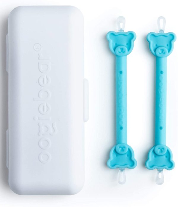 oogiebear Two Pack - Patented Curved Scoop and Loop; Safe Baby Nasal Booger and Ear Cleaner - Baby Nose Cleaner Gadget for Infants and Toddlers. Dual Earwax Snot Removal - Blue with CASE