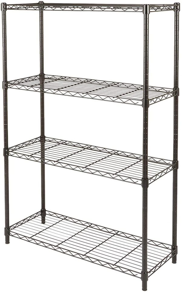 Amazon Basics 4-Shelf Shelving Storage Unit, Metal Organizer Wire Rack, Black - Image 3