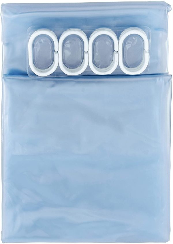 AmazonBasics Heavyweight  Shower Curtain Liner with Hooks - 72 x 72 Inches, Clear