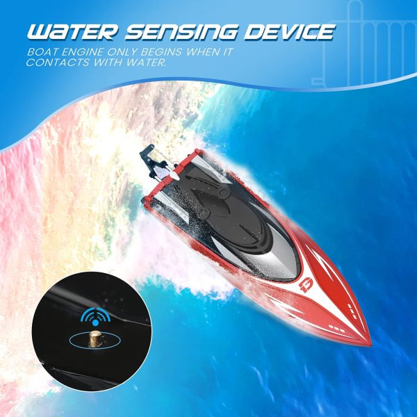 DEERC H120 RC Boat Remote Control Boats for Pools and Lakes,20+ mph 2.4 GHz Fast Racing Boats for Kids and Adults with 2 Rechargeable Battery,Low Battery Alarm,Capsize Recovery,Gifts for Boys Girls - Image 2