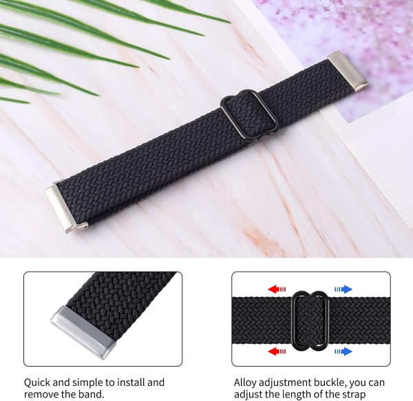 Seorsoki Braided Solo Loop Band Compatible with Fitbit Versa 3/Fitbit Sense, Breathable Elastic Soft Nylon Adjustable Sport Band Strap Replacement Band for Fitbit Versa 3/Fitbit Sense Band, Women Men